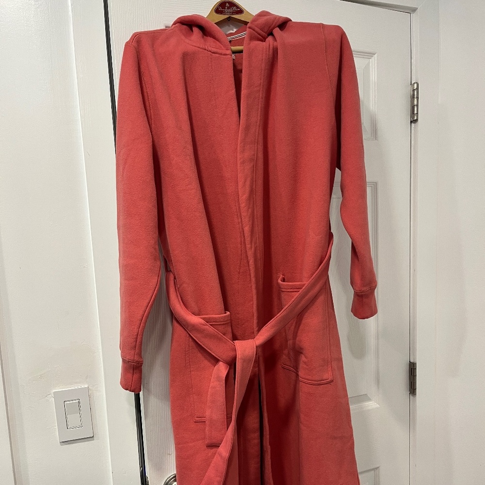 Lands End Serious Sweats Coral Robe Gem